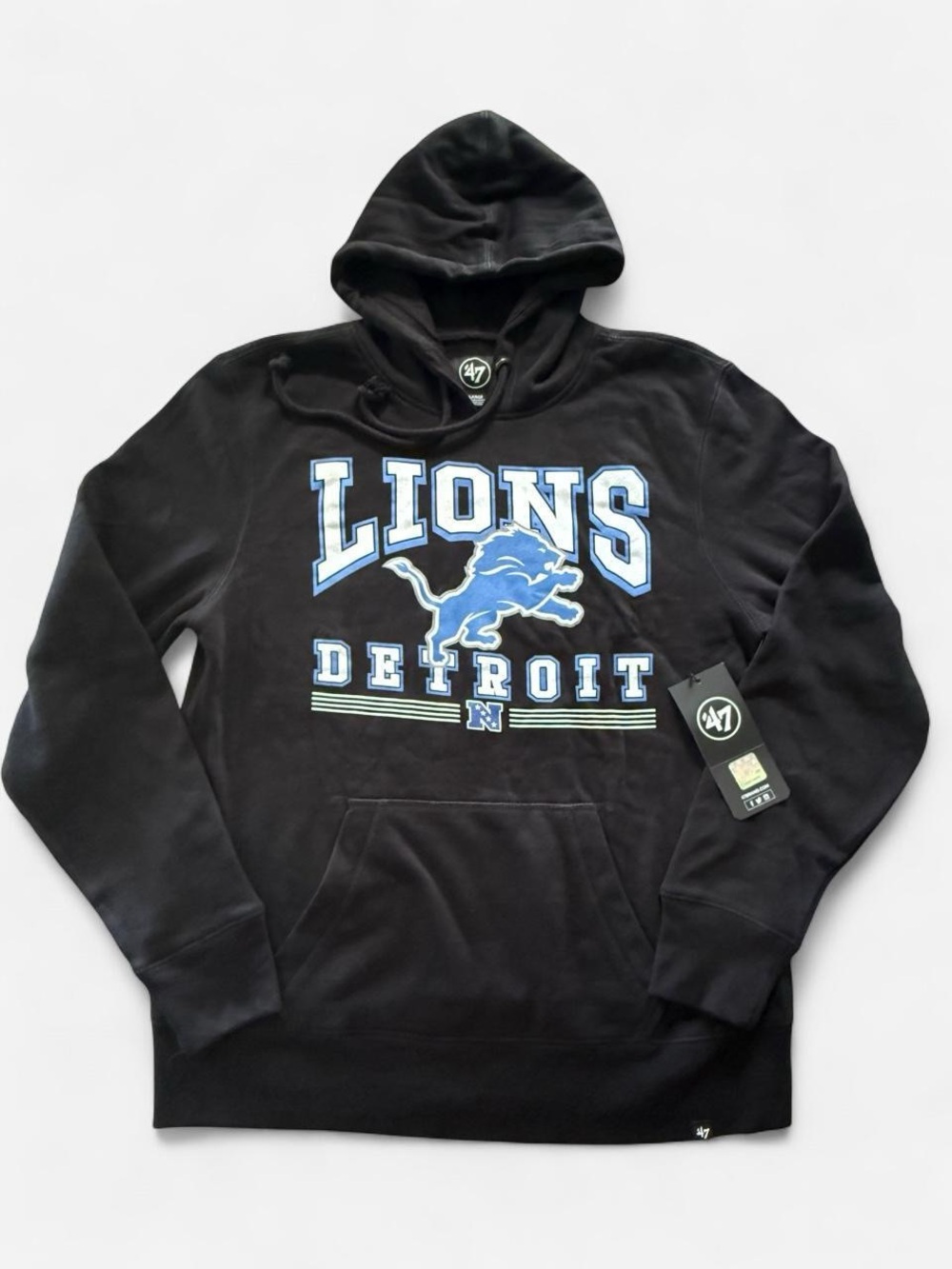 NWT ’47 Brand Detroit Lions Hoodie Sweatshirt Black Men’s Large NFL Football